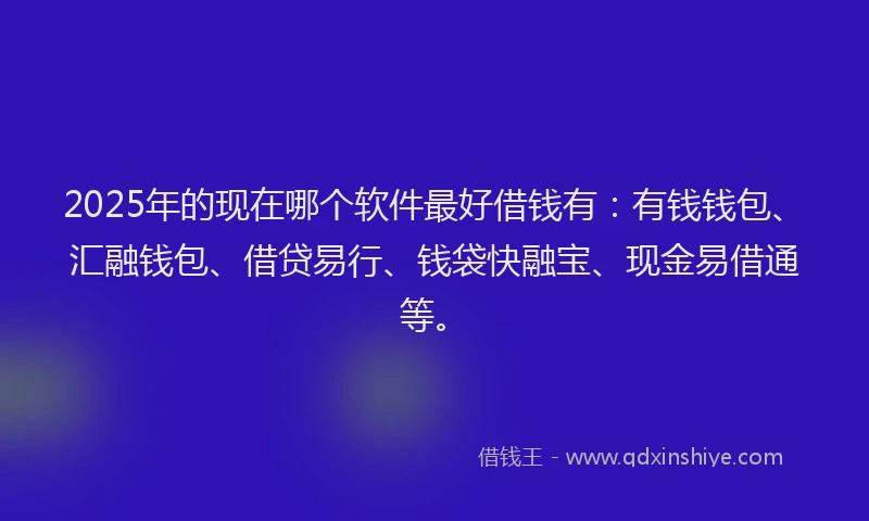 2025年的现在哪个软件最好借钱有：有钱钱包、汇融钱包、借贷易行、钱袋快融宝、现金易借通等。
