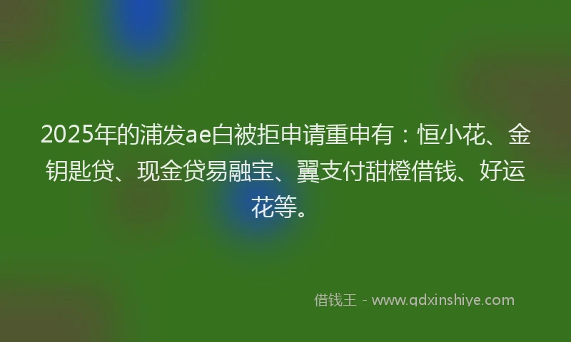 2025年的浦发ae白被拒申请重申有：恒小花、金钥匙贷、现金贷易融宝、翼支付甜橙借钱、好运花等。