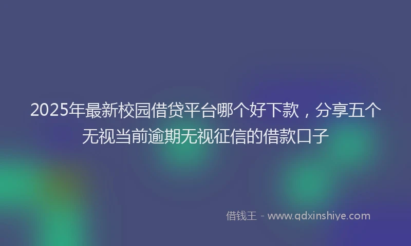 2025年最新校园借贷平台哪个好下款,分享五个无视当前逾期无视征信的借款口子