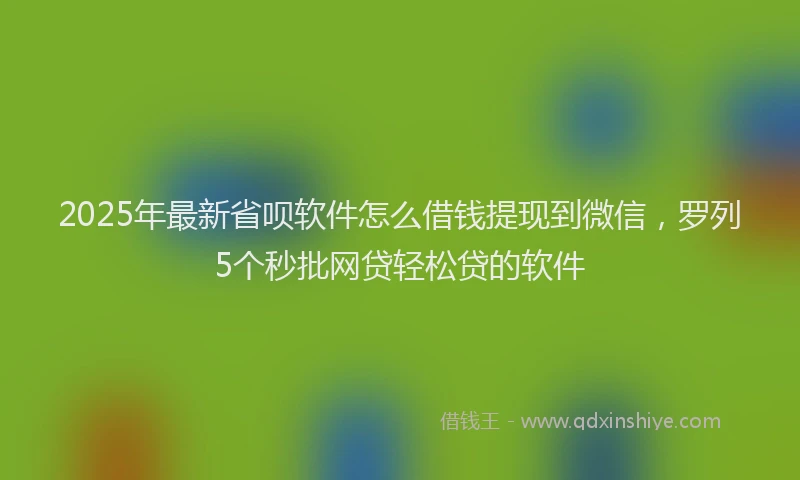 2025年最新省呗软件怎么借钱提现到微信，罗列5个秒批网贷轻松贷的软件