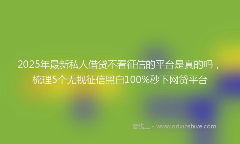 2025年最新私人借贷不看征信的平台是真的吗，梳理5个无视征信黑白100%秒下网贷平台
