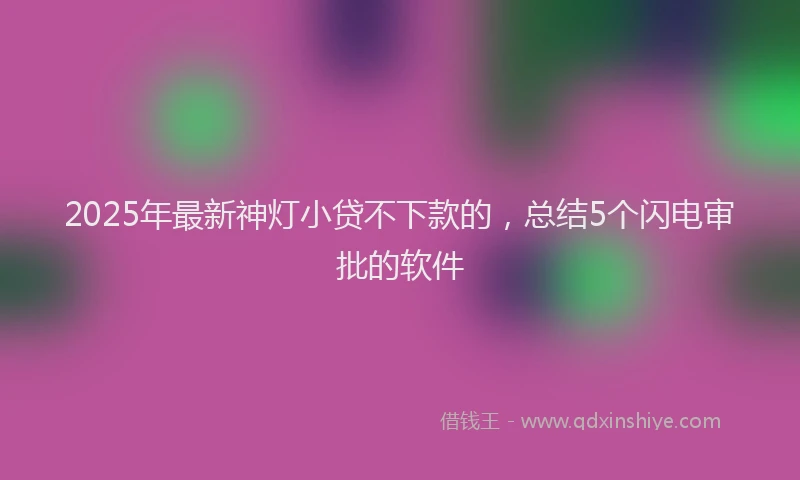 2025年最新神灯小贷不下款的，总结5个闪电审批的软件