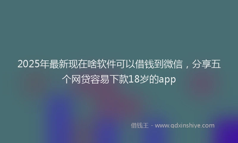 2025年最新现在啥软件可以借钱到微信，分享五个网贷容易下款18岁的app