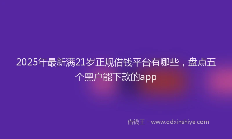 2025年最新满21岁正规借钱平台有哪些，盘点五个黑户能下款的app
