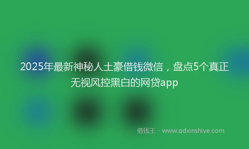 2025年最新神秘人土豪借钱微信，盘点5个真正无视风控黑白的网贷app