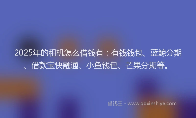 2025年的租机怎么借钱有:有钱钱包、蓝鲸分期、借款宝快融通、小鱼钱包、芒果分期等。