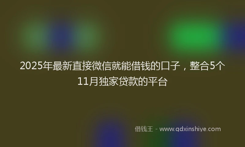 2025年最新直接微信就能借钱的口子，整合5个11月独家贷款的平台