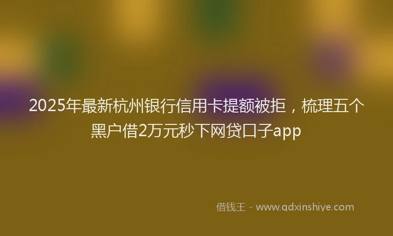 2025年最新杭州银行信用卡提额被拒，梳理五个黑户借2万元秒下网贷口子app