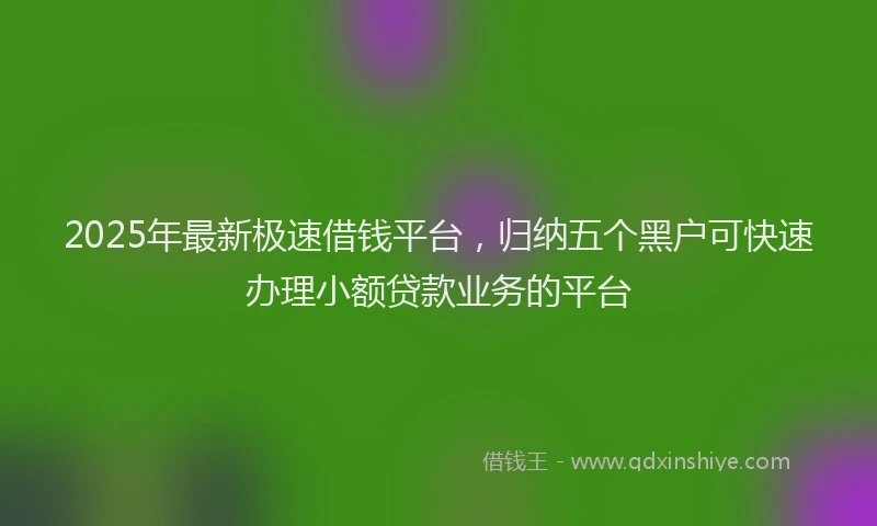 2025年最新极速借钱平台，归纳五个黑户可快速办理小额贷款业务的平台