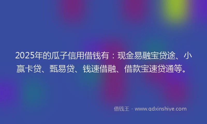 2025年的瓜子信用借钱有：现金易融宝贷途、小赢卡贷、甄易贷、钱速借融、借款宝速贷通等。