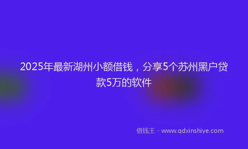 2025年最新湖州小额借钱，分享5个苏州黑户贷款5万的软件