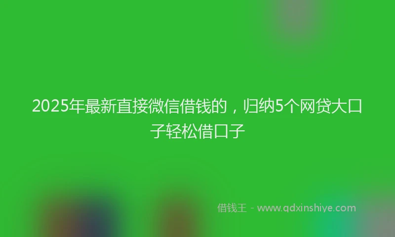 2025年最新直接微信借钱的，归纳5个网贷大口子轻松借口子