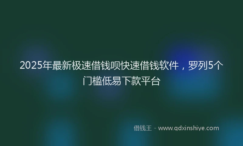 2025年最新极速借钱呗快速借钱软件，罗列5个门槛低易下款平台