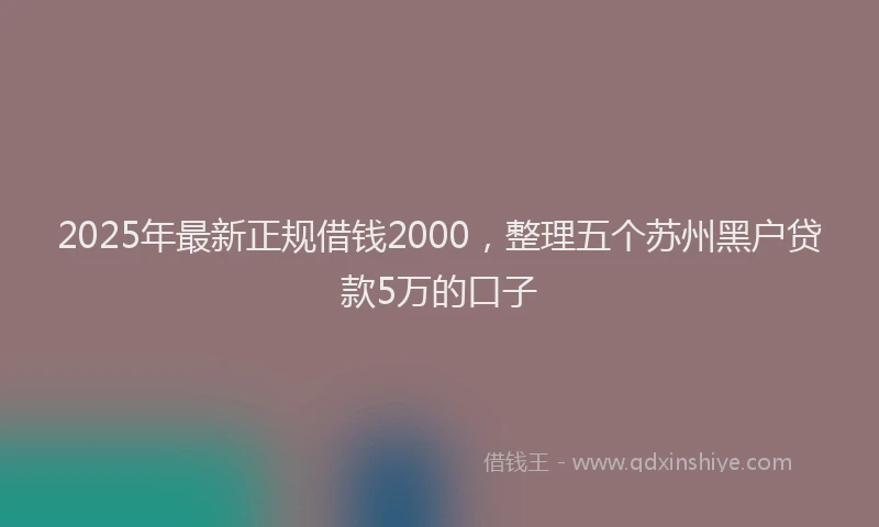 2025年最新正规借钱2000，整理五个苏州黑户贷款5万的口子