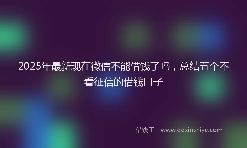2025年最新现在微信不能借钱了吗，总结五个不看征信的借钱口子