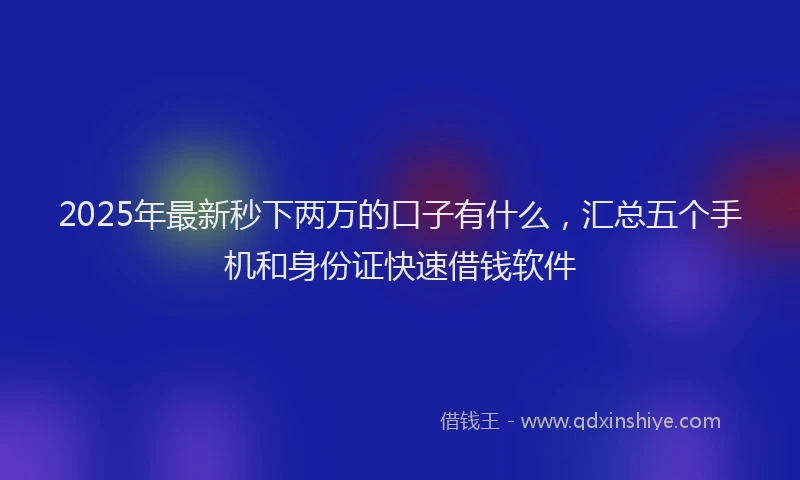 2025年最新秒下两万的口子有什么，汇总五个手机和身份证快速借钱软件