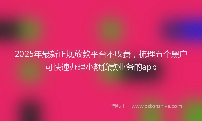 2025年最新正规放款平台不收费，梳理五个黑户可快速办理小额贷款业务的app