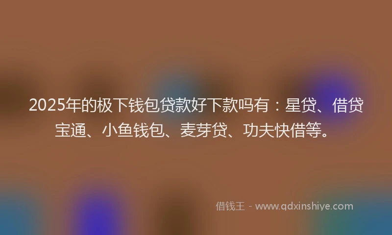 2025年的极下钱包贷款好下款吗有：星贷、借贷宝通、小鱼钱包、麦芽贷、功夫快借等。