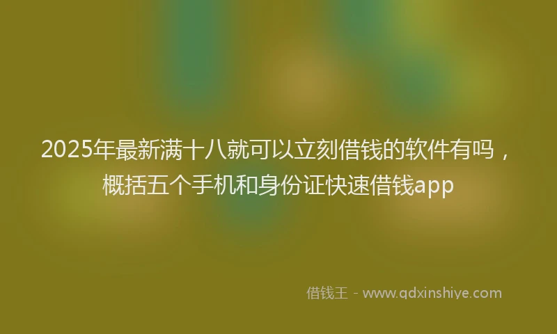2025年最新满十八就可以立刻借钱的软件有吗，概括五个手机和身份证快速借钱app