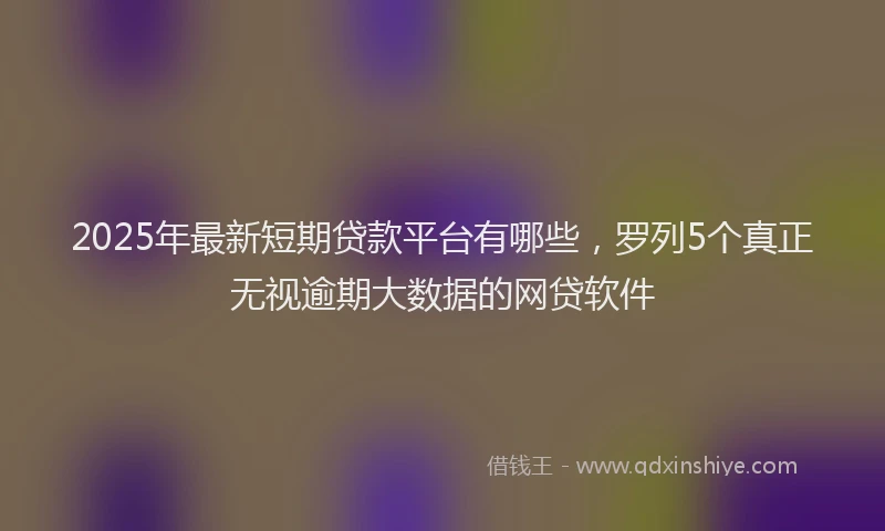 2025年最新短期贷款平台有哪些，罗列5个真正无视逾期大数据的网贷软件
