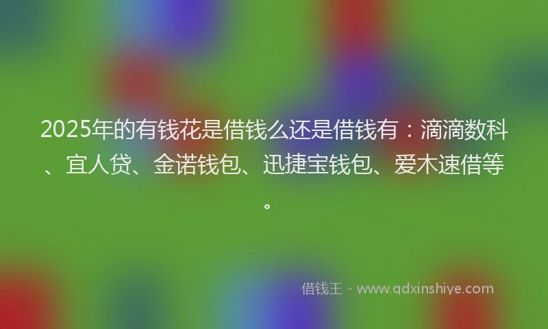 2025年的有钱花是借钱么还是借钱有：滴滴数科、宜人贷、金诺钱包、迅捷宝钱包、爱木速借等。