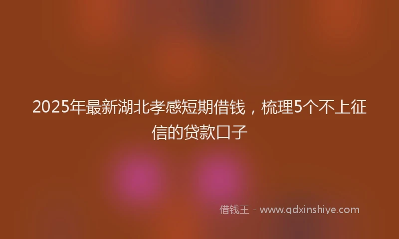 2025年最新湖北孝感短期借钱，梳理5个不上征信的贷款口子