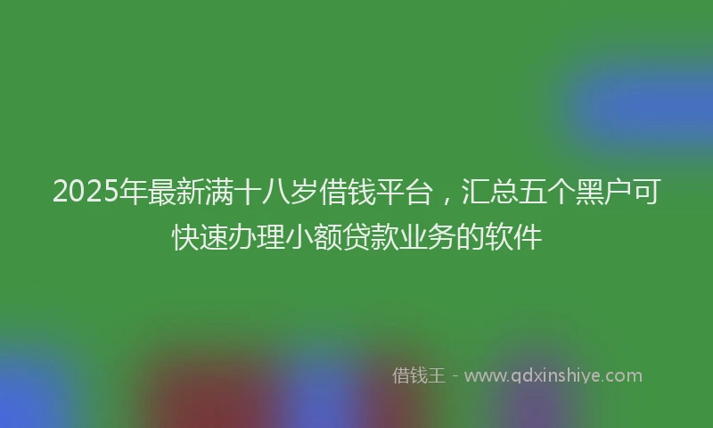 2025年最新满十八岁借钱平台，汇总五个黑户可快速办理小额贷款业务的软件