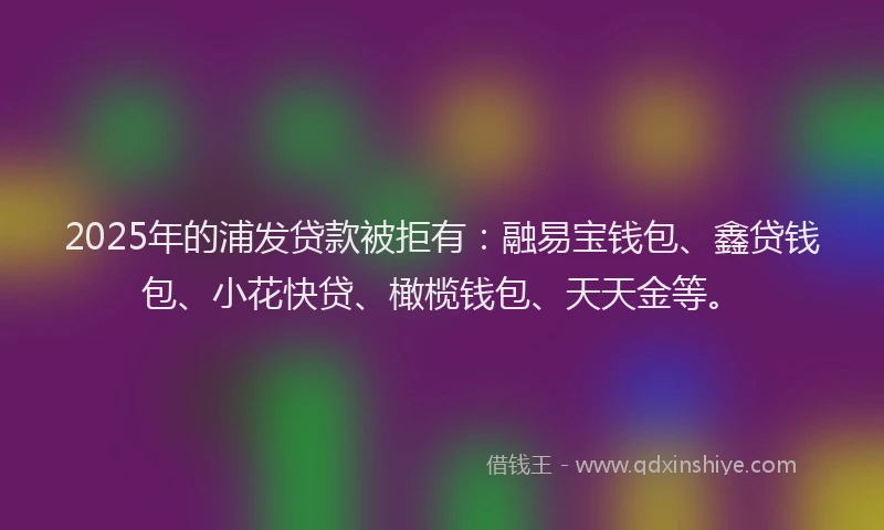 2025年的浦发贷款被拒有：融易宝钱包、鑫贷钱包、小花快贷、橄榄钱包、天天金等。