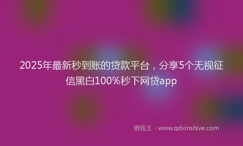 2025年最新秒到账的贷款平台，分享5个无视征信黑白100%秒下网贷app