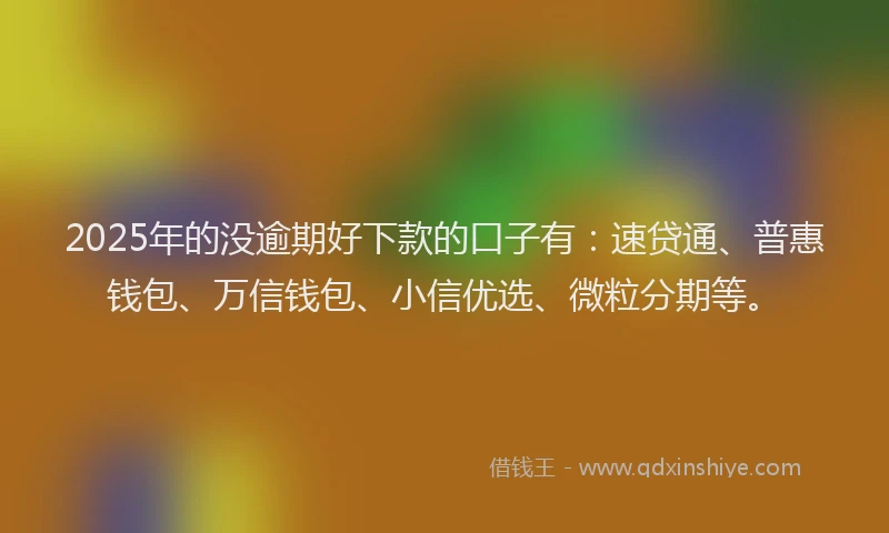 2025年的没逾期好下款的口子有：速贷通、普惠钱包、万信钱包、小信优选、微粒分期等。