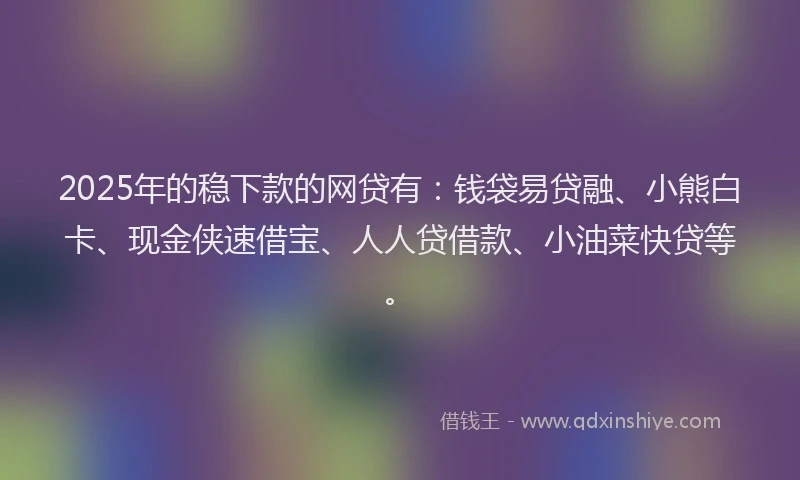 2025年的稳下款的网贷有：钱袋易贷融、小熊白卡、现金侠速借宝、人人贷借款、小油菜快贷等。