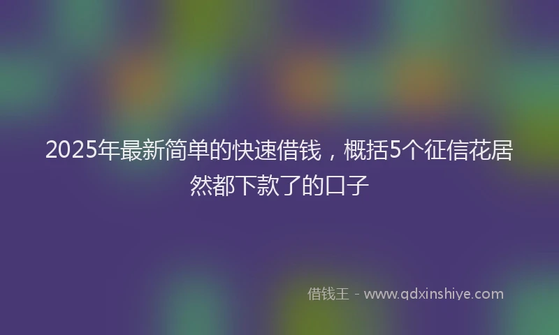 2025年最新简单的快速借钱，概括5个征信花居然都下款了的口子