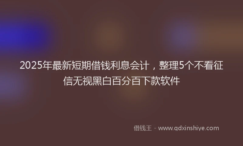 2025年最新短期借钱利息会计，整理5个不看征信无视黑白百分百下款软件