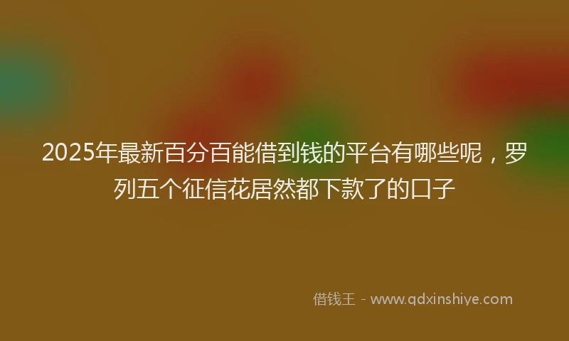 2025年最新百分百能借到钱的平台有哪些呢，罗列五个征信花居然都下款了的口子
