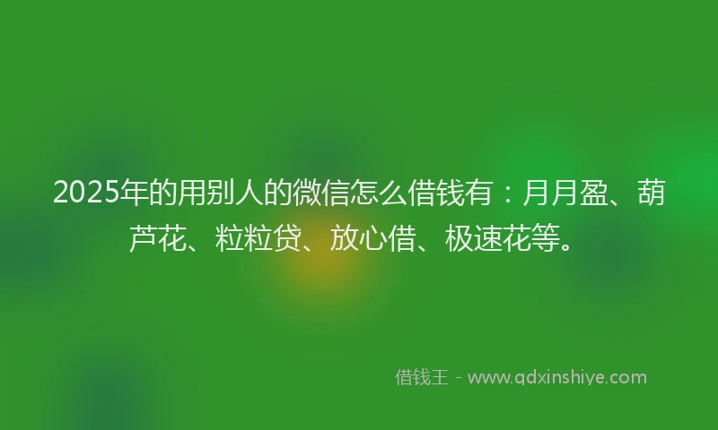2025年的用别人的微信怎么借钱有：月月盈、葫芦花、粒粒贷、放心借、极速花等。