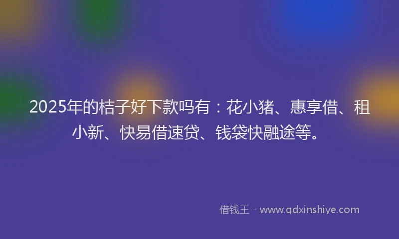 2025年的桔子好下款吗有：花小猪、惠享借、租小新、快易借速贷、钱袋快融途等。