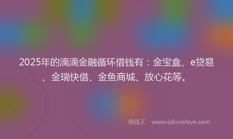 2025年的滴滴金融循环借钱有：金宝盒、e贷易、金瑞快借、金鱼商城、放心花等。
