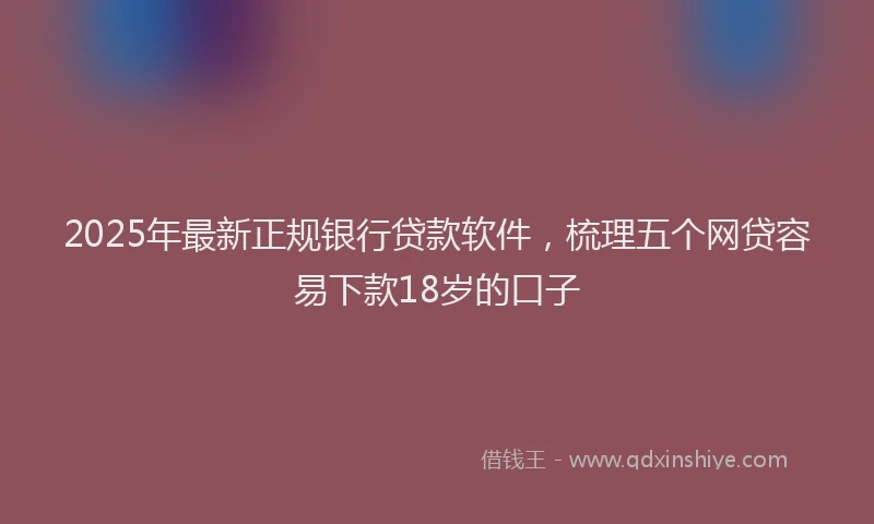 2025年最新正规银行贷款软件，梳理五个网贷容易下款18岁的口子