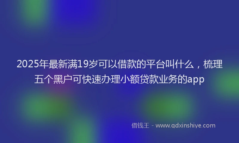 2025年最新满19岁可以借款的平台叫什么，梳理五个黑户可快速办理小额贷款业务的app