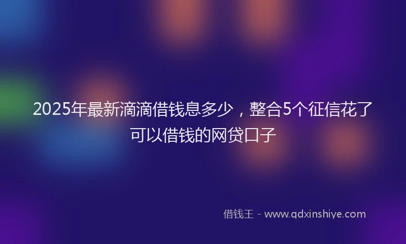 2025年最新滴滴借钱息多少，整合5个征信花了可以借钱的网贷口子