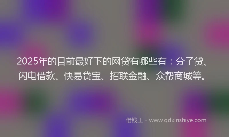 2025年的目前最好下的网贷有哪些有：分子贷、闪电借款、快易贷宝、招联金融、众帮商城等。