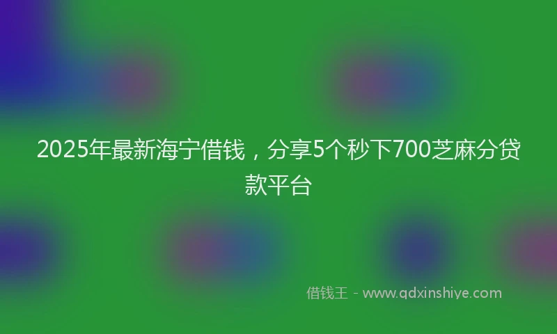 2025年最新海宁借钱，分享5个秒下700芝麻分贷款平台