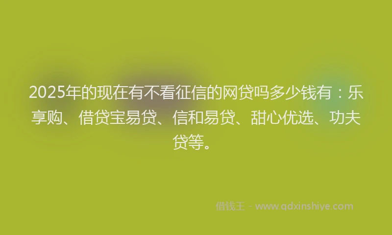 2025年的现在有不看征信的网贷吗多少钱有：乐享购、借贷宝易贷、信和易贷、甜心优选、功夫贷等。