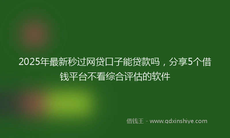 2025年最新秒过网贷口子能贷款吗，分享5个借钱平台不看综合评估的软件