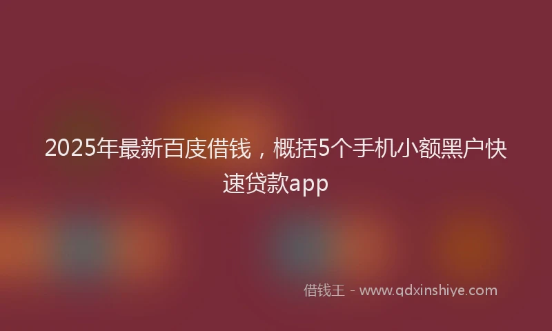 2025年最新百庋借钱，概括5个手机小额黑户快速贷款app