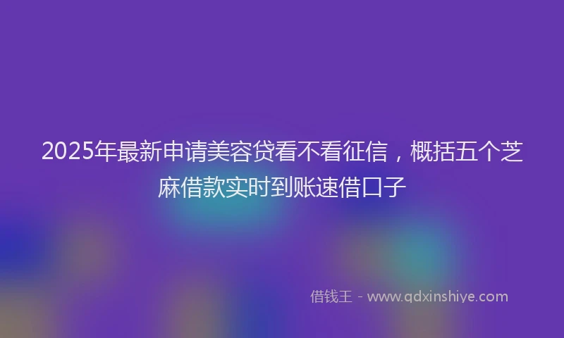 2025年最新申请美容贷看不看征信，概括五个芝麻借款实时到账速借口子