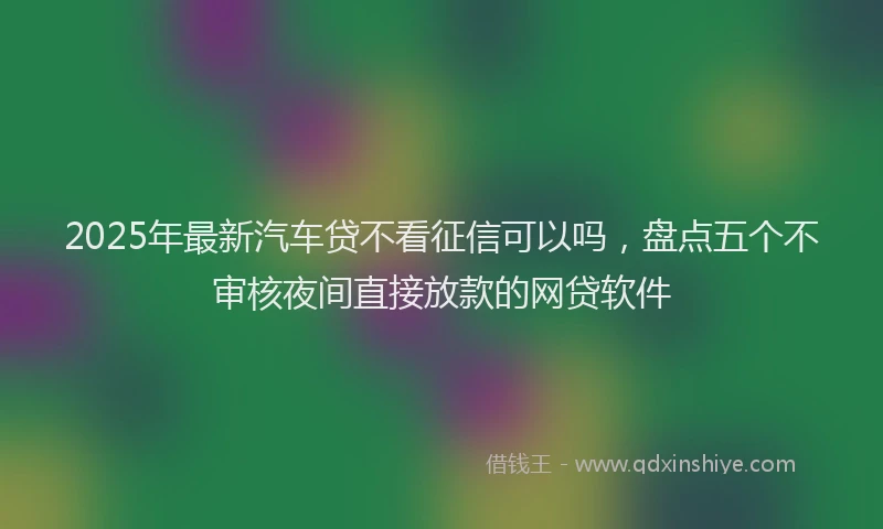 2025年最新汽车贷不看征信可以吗，盘点五个不审核夜间直接放款的网贷软件
