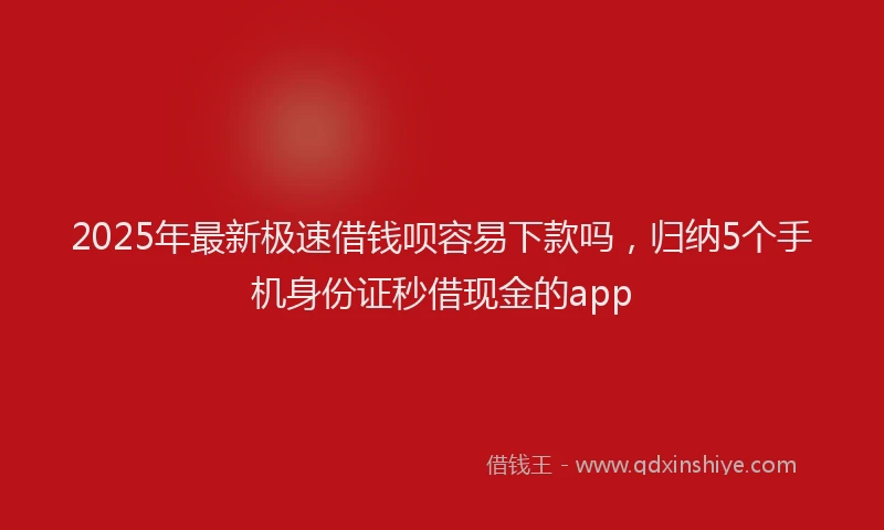 2025年最新极速借钱呗容易下款吗，归纳5个手机身份证秒借现金的app