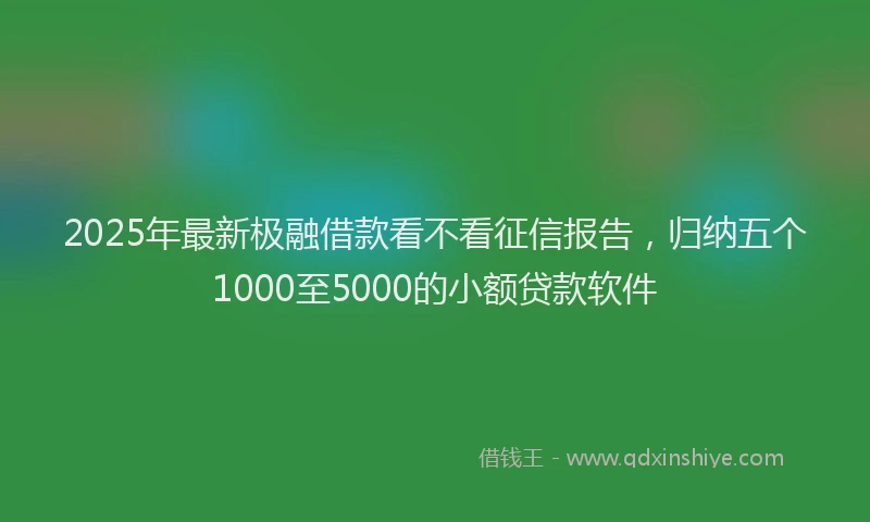 2025年最新极融借款看不看征信报告，归纳五个1000至5000的小额贷款软件