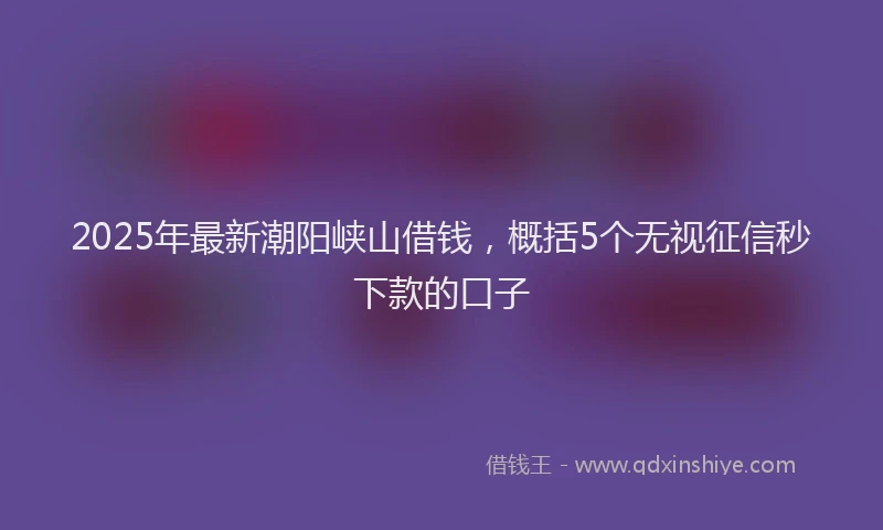 2025年最新潮阳峡山借钱，概括5个无视征信秒下款的口子